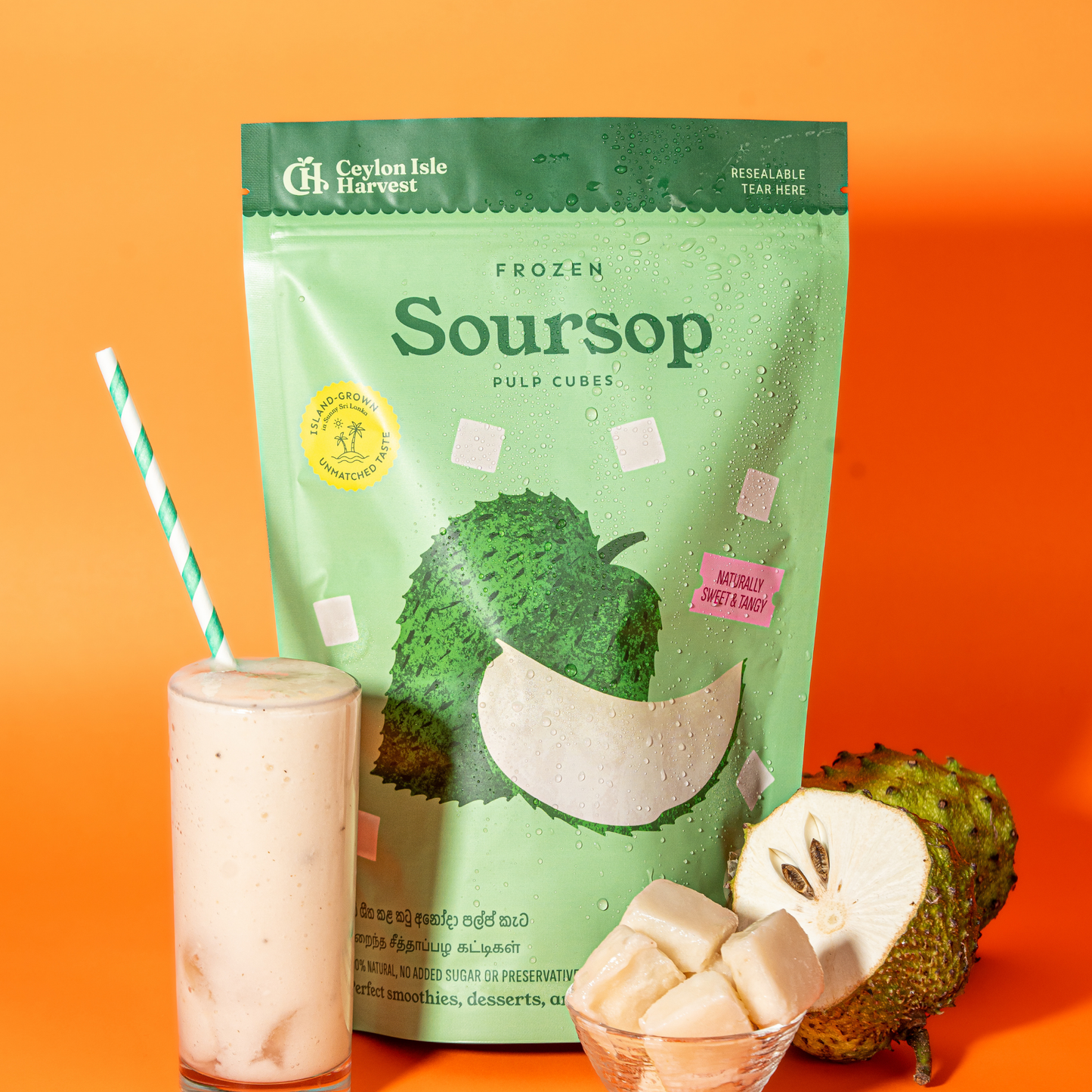 Frozen Soursop Pulp Cubes | Ready to Blend | 500g