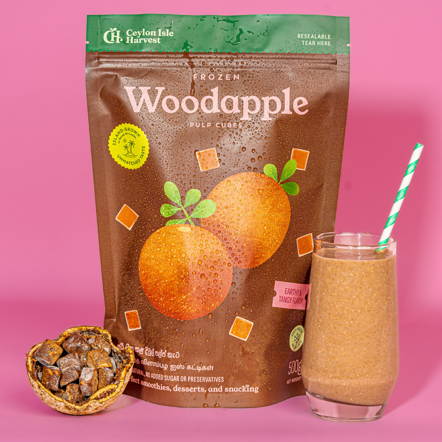 Premium Frozen Woodapple Pulp Cubes | Ready-to-Blend | 500g