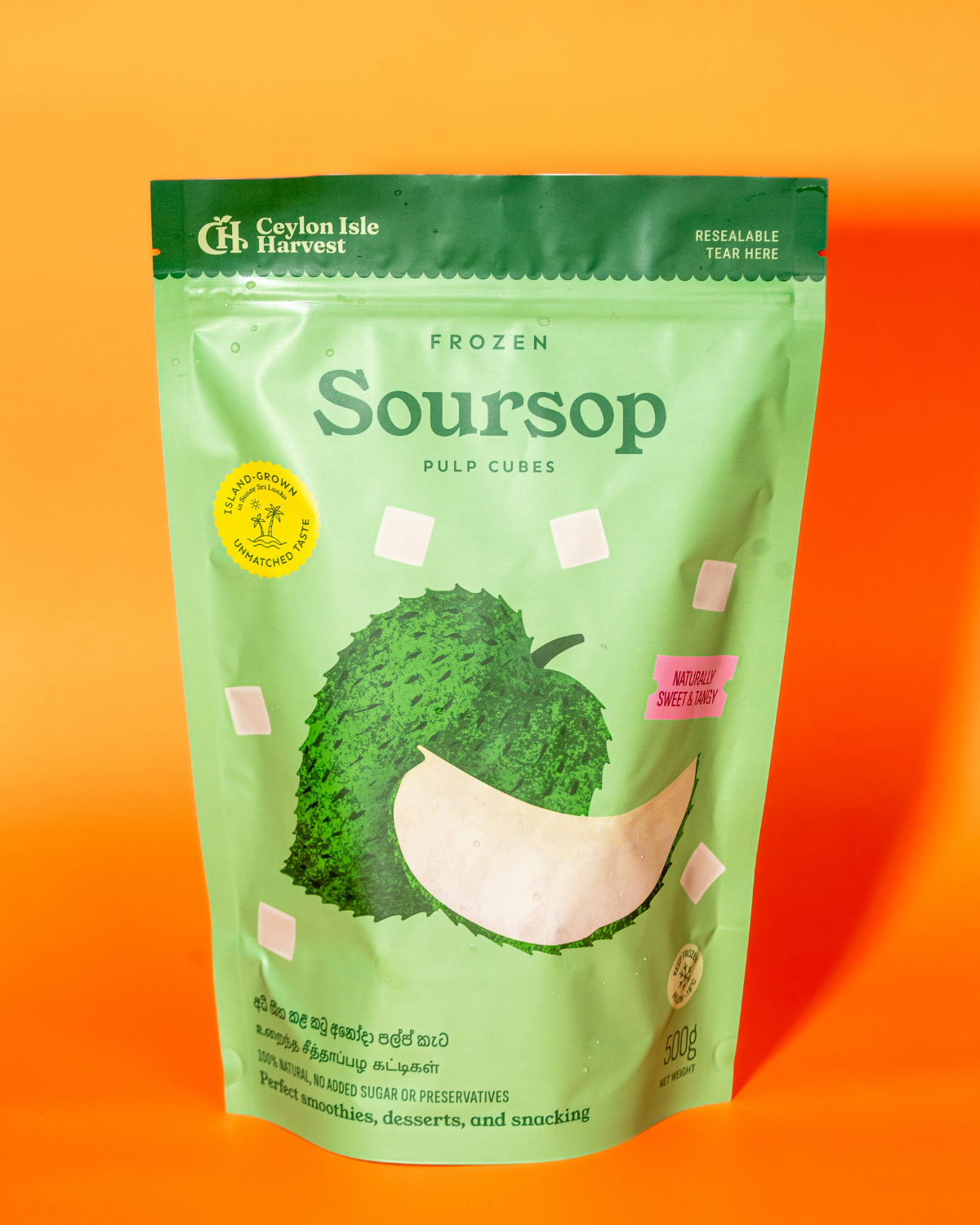 Frozen Soursop pulp cubes