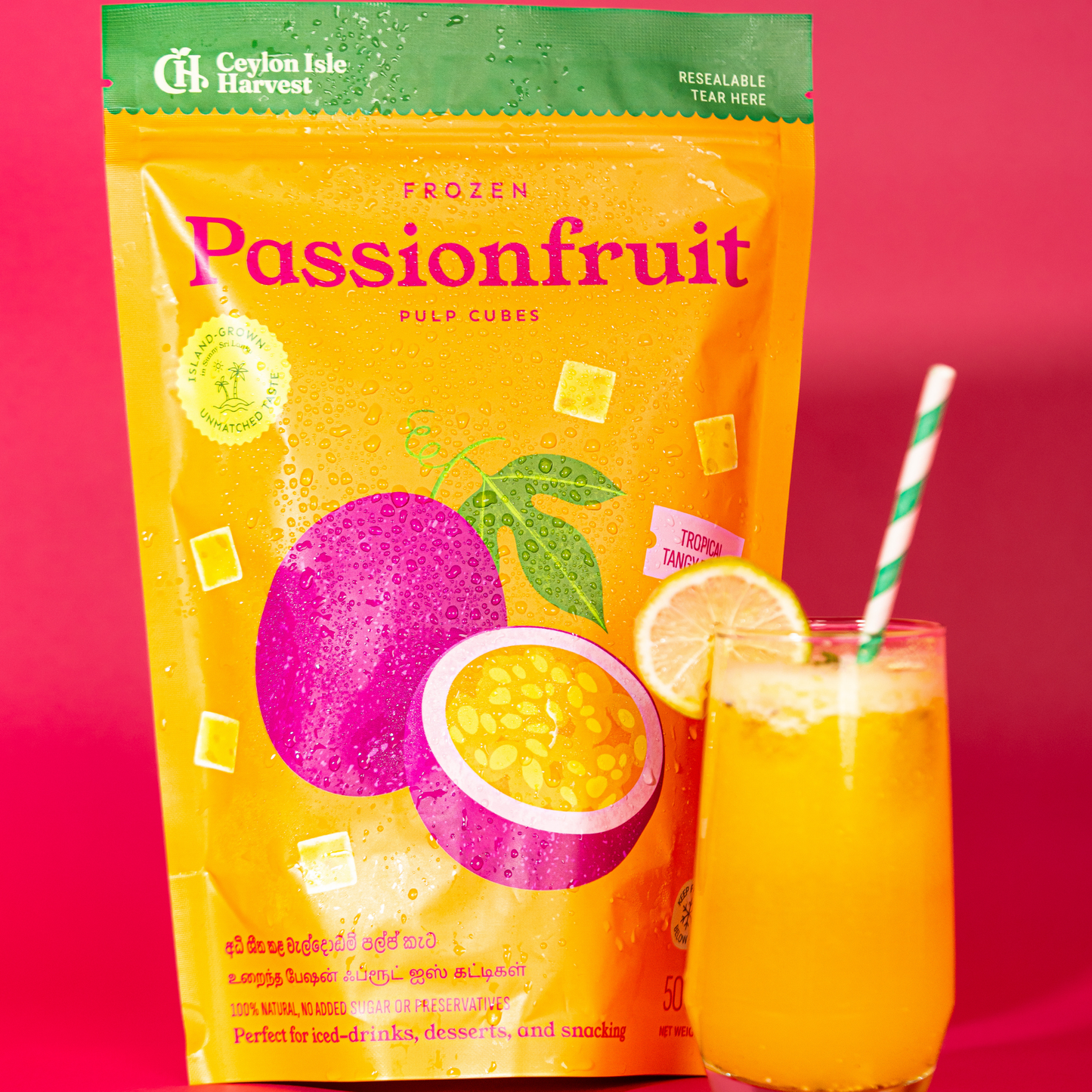 Premium Frozen Passion Fruit Pulp Cubes | Ready-to-Blend | 500g