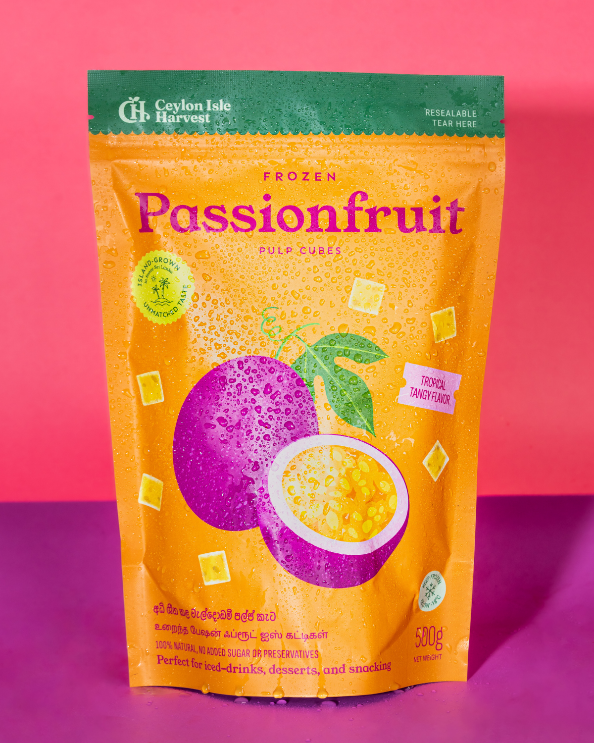 Frozen Passion Fruit pulp cubes
